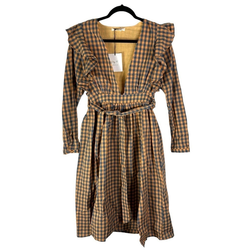 Glamorous Gingham Long Sleeve Dress Size 4  NEW NWT